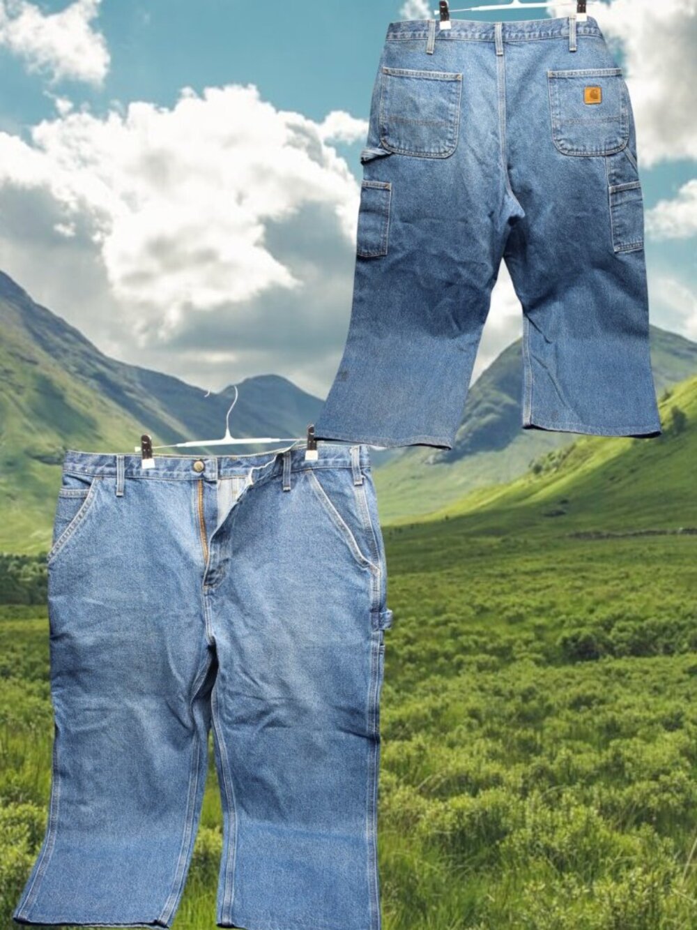 2 pairs of Carhartt B237 DST Dungaree Fit Carpenter Jeans 40x25   "Hemmed"